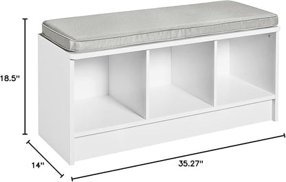 ClosetMaid 1631 Cubeicals 3-Cube Storage Bench, White with Gray Cushion