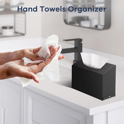 Acrylic Hand Towel Box Cover Compatible with Kleenex Disposable Hand Towels Wall-Mounted Paper Towel Dispenser Suitable for Tabletop, Bathroom, Car, and Office Use Valentine's Day Gifts (Black)
