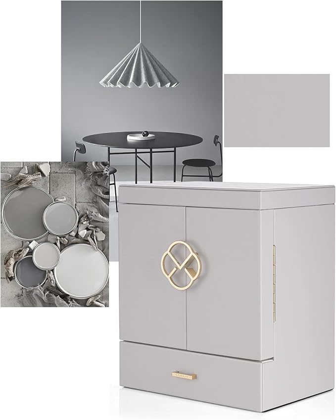 Vlando Large Jewelry Organizer Box, 5-Layer Jewelry Storage Box with Mirror & 4 Drawers for Earrings, Necklaces, Rings and Watch Organizer for Women Girls Mothers Day Gifts for Mom - Grey