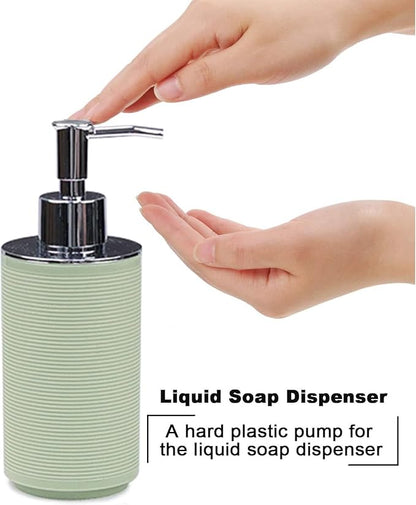 CERBIOR Bathroom Accessories Set Bath Ensemble Includes Soap Dispenser, Toothbrush Holder, Toothbrush Cup, Soap Dish for Decorative Countertop and Housewarming Gift (Apple Green)