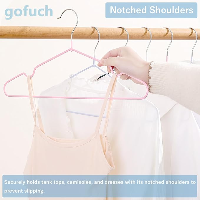 Ultra-Thin Metal Hangers, 20 Pack Non-Slip PVC Coated Space Saving Clothes Hangers for Closet, 16 inch Wide for Suits, Dresses, Jackets（White）