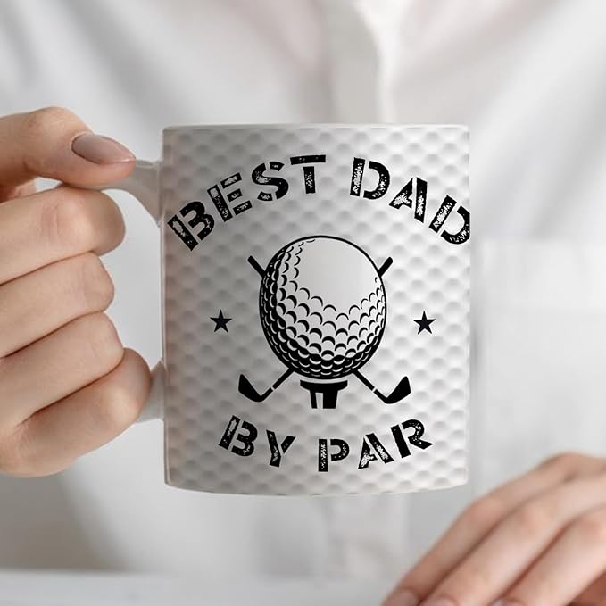 Golf Dad Gifts Mug, Golfer Gifts Coffee Cup Ceramic, Golf Lovers Gift for Men, Best Dad by Par Golfing Ceramic Coffee Tea Mug 11 oz