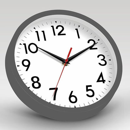 DAXSMY Wall Clock Small Analog 8 Inch Silent Non Ticking Battery Operated Modern Simple Decorative for Kitchen Office Bedroom Bathroom Living Room(Gray)