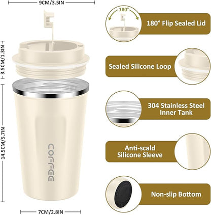 CS COSDDI 12 oz Stainless Steel Vacuum Insulated Tumbler - Coffee Travel Mug Spill Proof with Lid - Coffee Cups for Keep Hot/Ice Coffee,Tea and Beer