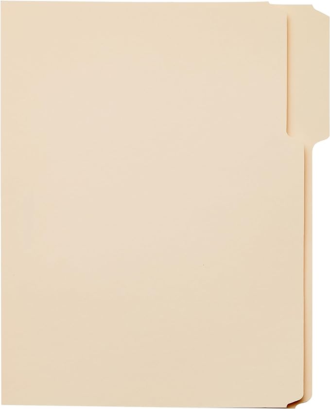 Amazon Basics Sturdy File Folders with Reinforced Tabs for Filing and Organization, 1/3-Cut Tab, Assorted Positions, Letter Size, 8.5x11 inches, Manila, 200-Pack