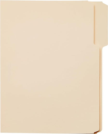 Amazon Basics Sturdy File Folders with Reinforced Tabs for Filing and Organization, 1/3-Cut Tab, Assorted Positions, Letter Size, 8.5x11 inches, Manila, 200-Pack