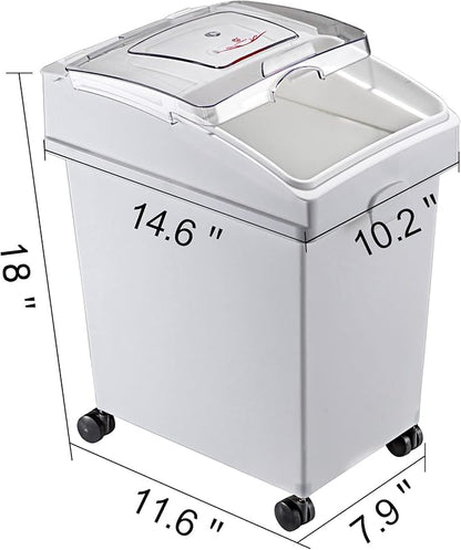 VEVOR Ingredient Bin, 5.2 Gallons Capacity Ingredient Storage Bin, 3 Pcs/Set, PP Material Flour Bins On Wheels, White Shelf Ingredient Bin with Scoop and Sliding Lid, Commercial Storage Bins