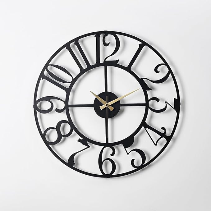 muyika Large Metal Wall Clock | 20 inch Size Silent Battery Operated Large Size Analog Black Wall Clocks | Modern Wall Decor for Living Room Bedroom Kitchen Home Office