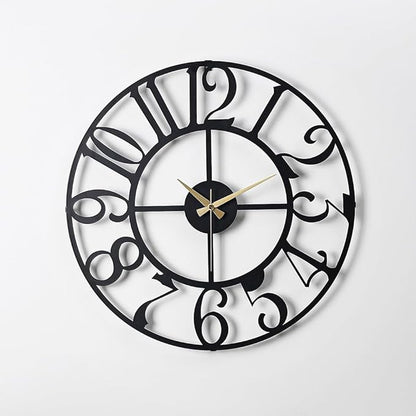 muyika Large Metal Wall Clock | 20 inch Size Silent Battery Operated Large Size Analog Black Wall Clocks | Modern Wall Decor for Living Room Bedroom Kitchen Home Office