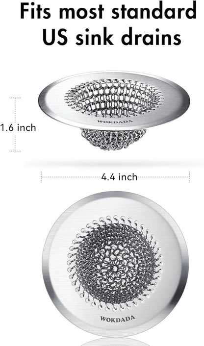 Revolutionary Kitchen Sink Drain Strainer & Sink Stopper/Patented Reversible Kitchen Sink Strainer, Anti-Clogging Sink Strainer Basket, Handmade Kitchen Gadgets, 304 Stainless Steel & Rust-Proof