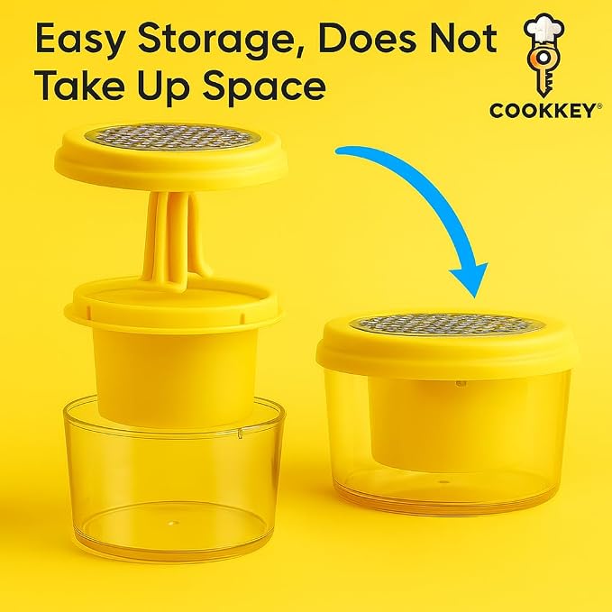 Corn Stripper & Peeler Tool with Built-In Bowl – Safe Non-Slip Handle, Fast Corn Kernel Cutter & Cob Remover, Multi-Purpose Grater for Corn, Ginger & Vegetables (Yellow) - COOKKEY