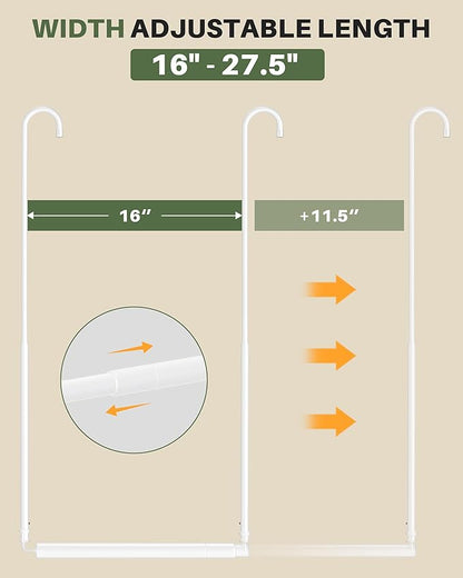 Hanging Closet Rod, Adjustable Height & Width Closet Rods for Hanging Clothes-Closet Extender Hanging Rod Space-Maximizing Design Suitable for Hanging and Drying Clothes, White