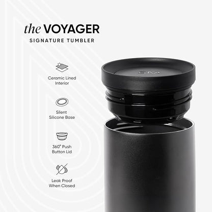 Simple Modern Travel Coffee Mug Tumbler with 360° Lid | Ceramic-Lined Insulated Stainless Steel Cold Brew Iced Coffee Cup | Gifts for Women Men Her Him | Voyager Signature | 12oz | Forest