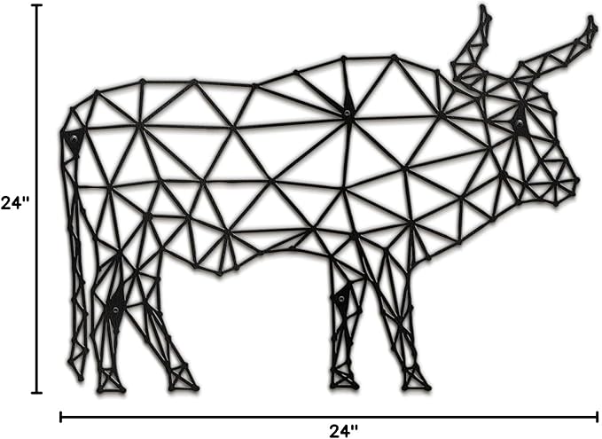 SIGNLEADER Metal Wall Art Decor Brooding Cow Modern Abstract Wall Sculpture Hangings Home Decoration for Living Room, Bedroom, Bathroom, Kitchen, Outdoor - 24" Black