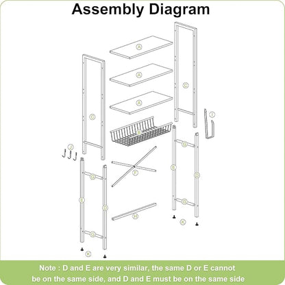 Kalrin Over-The-Toilet Storage Rack, 4-Tier Bathroom Organizer Shelf Over Toilet with Adjustable Shelf and Basket, Freestanding Space Saver Bathroom Shelves Above Toilet for Room (Vintage Brown)