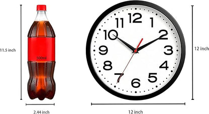 Roymnie Wall Clock Silent Non-Ticking Modern Clock Battery Operated 12 Inch Classic Analog Decorative for Classroom, Living Room, Office, Bedroom, School, Hotel (Black)