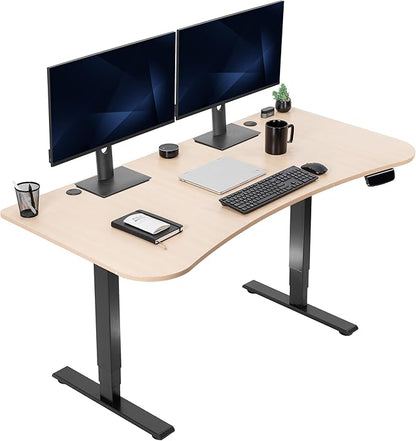 VIVO Electric 63 x 32 in Standing Desk, Touch Screen Adjustment, 220 lb Frame Support, 2E Series, Light Wood Top Black Frame, DESK-KIT-2EBC
