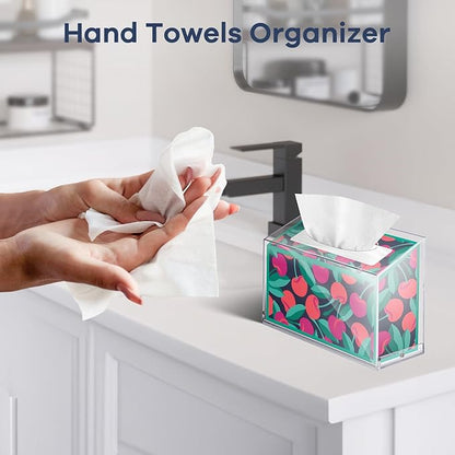 Acrylic Hand Towel Box Cover Compatible with Kleenex Disposable Hand Towels Wall-Mounted Paper Towel Dispenser Suitable for Tabletop, Bathroom, Car, and Office Use Valentine's Day Gifts (Clear)