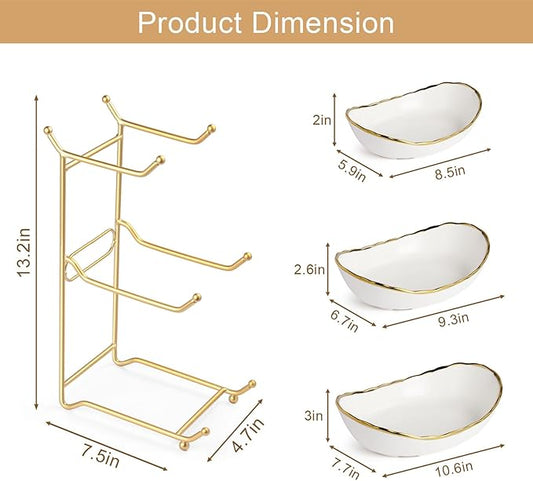 Fruit Basket for Kitchen Counter, 3 Tier Fruit Basket, Ceramic Fruit Bowl, Fruit Bowl for Kitchen Counter, Porcelain Fruit Stand Storage Holder, Large Capacity Fruit Holder for Dessert, Snack(White)