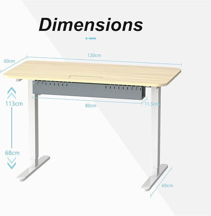 Electric Standing Desk With Cable Management Tray,48x24 Inch Adjustable Height Sit Stand Desk,With Memory Presets & Anti-Collision Computer Desk,For Office,Home,Light Wood Top&White Frame