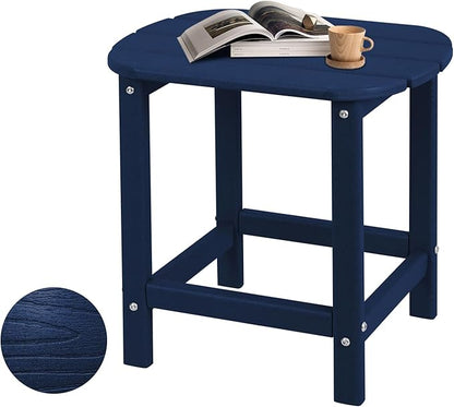 Plawdlik Hdpe Outdoor Adirondack Side Table, Wooden Textured, Set for Patio, Garden, Porch, Pool Composite Patio, Backyard, Bathroom and Indoor, Maintenance & Weather Resistant(Navy Blue)