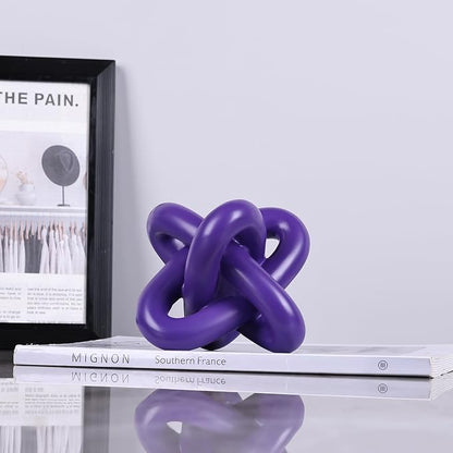 DOVDOV Purple Knot Sculpture, Triple Knot Statue, Purple Home Decor, Perfect for accenting Rustic-Style Coffee Tables, Living Room TV Stands, Dining Tables, and entryway Shelves.