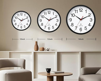 Rohioue Atomic Wall Clock, Modern 10 Inch Battery Operated Wall Clocks, Analog Clock for Living Room, Office, Home, Bedroom, Kitchen, Bathroom(Black)