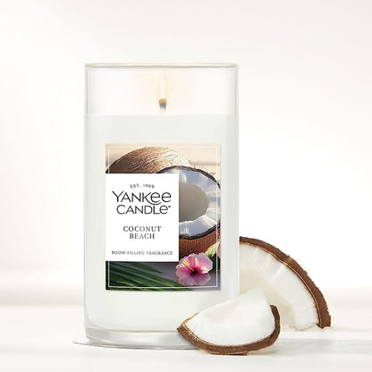 Yankee Candle Medium Pillar Scented Candle with up to 115 Hour Burn Time, Premium Plant Wax Blend for Consistent Burn, 14.25 oz Pillar Candle with Room Filling Fragrance, Coconut Beach
