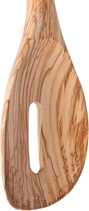 Tovolo Slotted Wooden Spoon, Olivewood Kitchen Utensil for Cooking & Serving, Natural Wood Spoodle with Comfortable Grip, Heat-Resistant Nonstick Safe, Durable Stirring Tool