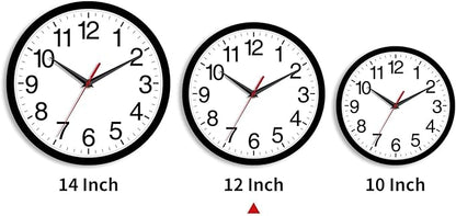 Rohioue 12 Inch Wall Clock Modern Battery Operated Silent Non Ticking Analog for Bedroom Office Living Room Home Kitchen Bathroom(Black)