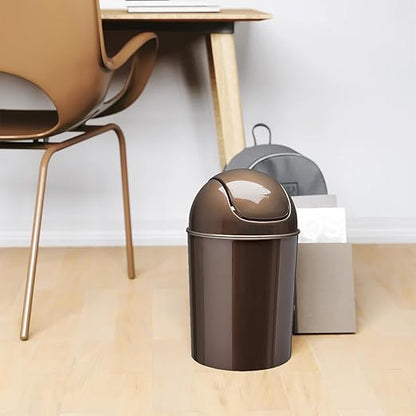 Umbra 1.25 Gallon Mini Waste Can with Removable Swing-Top Lid - Small Garbage Bin for Kitchen, Bathroom, Bedroom, Office - Compact Trash Can Fit Under Tables & Counters - Bronze