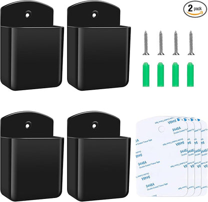 4 PCS Remote Control Holders Wall Mount, Self Adhesive TV Air Conditioner Remote Control Holder, Wall Mount Storage Box Organizer Wall Pen Holder Storage for Home Office School (Black, 4)