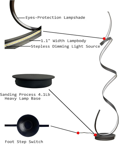 60W 3 Color Temperature LED 59inches Floor Lamp with Remote Control for Living Room,Bedroom,Office Lighting… (Black)