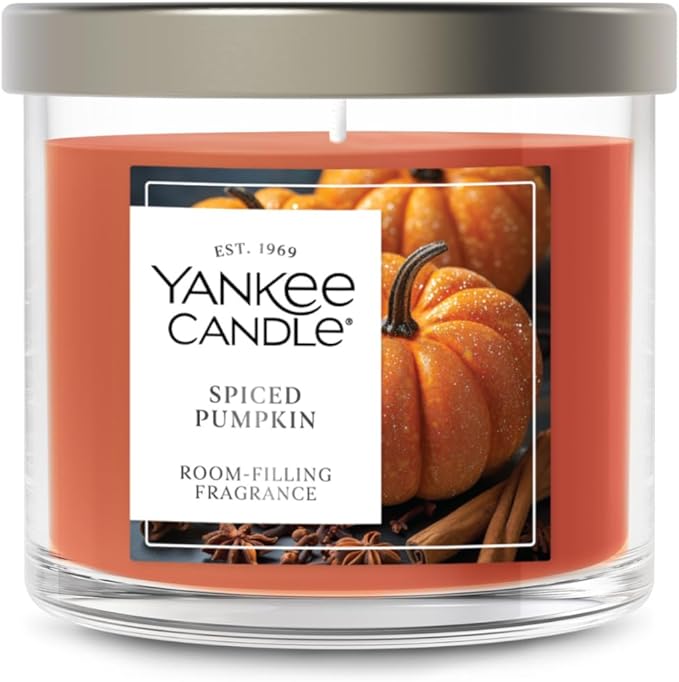 Yankee Candle Small Tumbler Scented Candle with up to 40 Hour Burn Time, Premium Plant Wax Blend for Consistent Burn, 4.3 oz Tumbler Candle with Room Filling Fragrance, Spiced Pumpkin