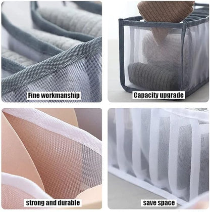3 Pack Drawer Organizer for Underwears, Sock,Tie Foldable Closet Organizer Drawer Soft Fabric Dresser Drawer Divider Bins for Underwear Socks Ties(3PCS Underware+Socks)
