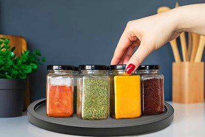 12" Black Bamboo Lazy Susan Organizer Kitchen Turntable for Cabinet Pantry Table Organization