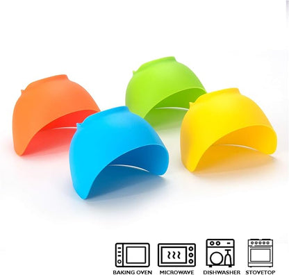 Egg Poacher - KRGMNHR Poached Egg Cooker with Ring Standers, Silicone Egg Poacher Cup for Microwave & Stovetop Egg Poaching, Oil Brush, BPA Free, 4 Pack