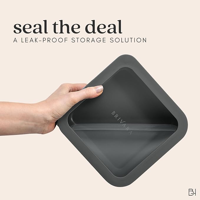 BRIVARA HOME Ceramic Coated Glass Food Storage Container | No PTFE, PFOA, PFAS, and BPA | Reusable Non Toxic Meal Prep Container with Glass Lid | Easy To Store | 6 Piece Food Prep [Onyx]