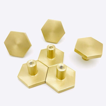 YANGQIHOME Pack of 4, Brass Wall Hooks, Gold Decorative Towel Hooks, Coat Hooks, Hangers Wall Mounted (Hexagon)