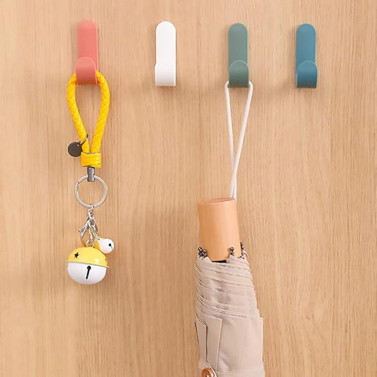 Adhesive Hooks Utility Wall Hooks Key Hooks for Wall Decorative Key Holder Rack Self Adhesive Wall Hooks for Towels, Hats, Shower, Kitchen, Living Room, Office(6 Pcs)