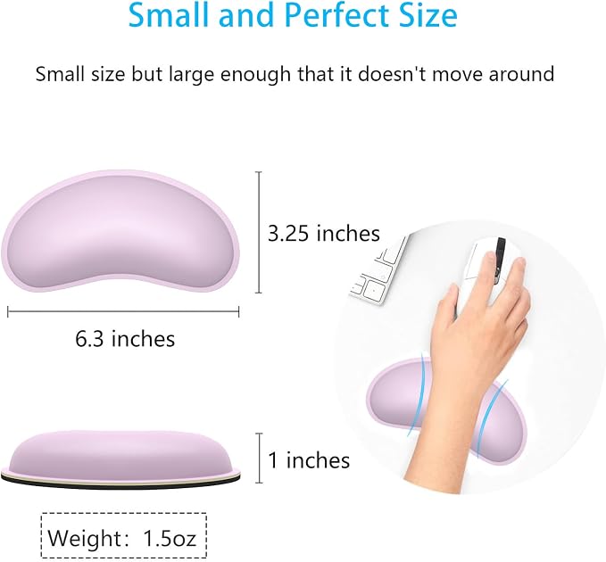 Dapesuom Mouse Wrist Rest, Ergonomic Memory Foam Mouse Wrist for Computer Desk Mats Support, PU Leather Hand Rest Pad Cushion for Gaming, Laptop, Men, Women, Pain Relief & Easy Typing, Queen Pink