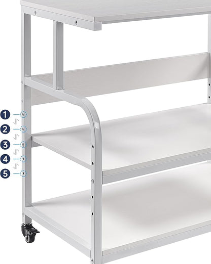 Fannova Printer Stand, 32.3" x 18.9" x 32.1" Extra Large Printer Table with Adjustable Storage Shelf, 3 Tier Rolling Printer Cart with Industrial Wheels for Home Office, White