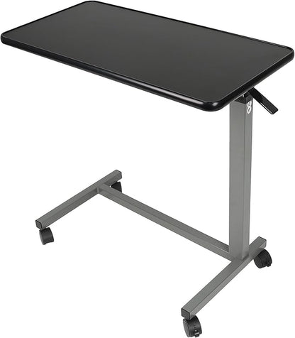 Vaunn Medical Cart Pneumatic Adjustable Overbed Table with Wheels – Rolling Bedside Table for Hospital, Portable Standing Cart & Laptop Desk for Bed, Couch, Wheelchair