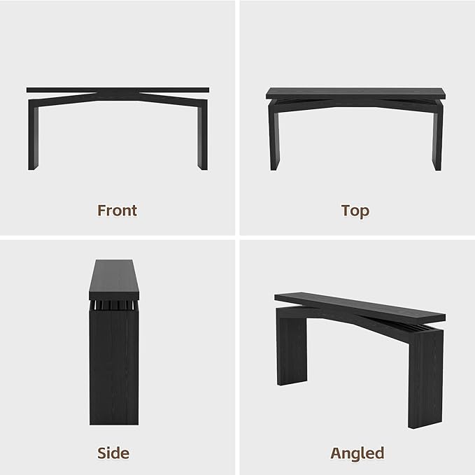 Black Console Tables for Entryway Living Mid-Century, Rectangular Sofa Tables Narrow Long Behind Couch, Wooden Entry Way Foyer Hallway Table for Home, Living Room, Apartment, Black