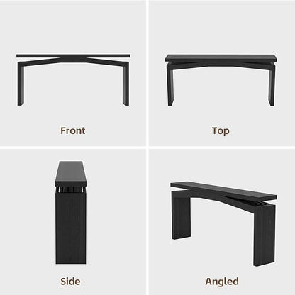 Black Console Tables for Entryway Living Mid-Century, Rectangular Sofa Tables Narrow Long Behind Couch, Wooden Entry Way Foyer Hallway Table for Home, Living Room, Apartment, Black