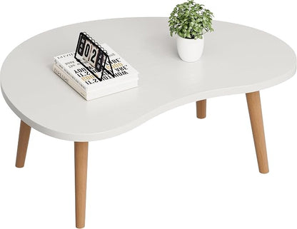 Small Coffee Table, Low Table with Solid Wood Legs, 23.6" Mini Oval Accent Table Side End Table, Floor Table Desk for Sitting on The Floor, Coffee Tea Table for Living Room, Dorm, Apartment, White