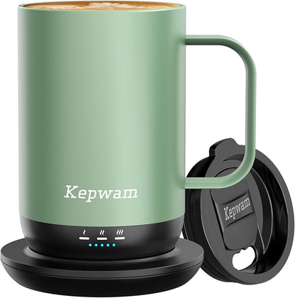Kepwam Self-Heating Coffee Mug T1, 16oz Rechargeable Heated Coffee Mug, Smart Coffee Warmer Mug with App-Controlled,Advanced Temperature-Controlled Heating Coffee Gifts for Women Men Coffee Lover