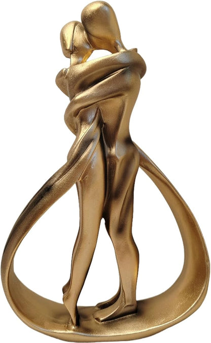 Couple Sculptures for Home Decor, Anniversary Statue Gifts, Hugging Couple Figurines, Modern Romantic Sculptures for Living Room, Bedroom, Office Decor (Rose Gold)