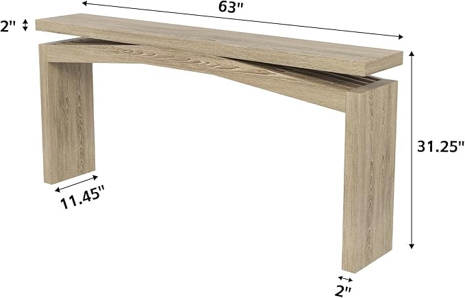 63-Inch Console Table Behind Sofa Rustic, Long Foyer Tables for Entryway Narrow, Modern Farmhouse Couch Table Wood for Hallway, Living Room, Home, Entrance, Light Tan Wood