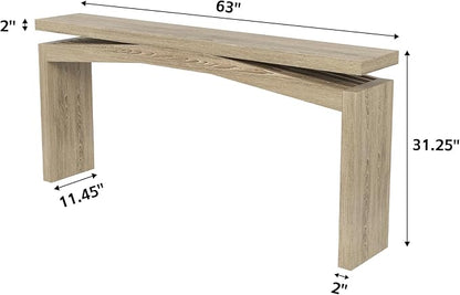63-Inch Console Table Behind Sofa Rustic, Long Foyer Tables for Entryway Narrow, Modern Farmhouse Couch Table Wood for Hallway, Living Room, Home, Entrance, Light Tan Wood